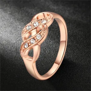 CZ Diamond Infinity Rings Rose Gold Plated Fashion Spacial Wedding/Engagement Ring Jewelry For Women Gift