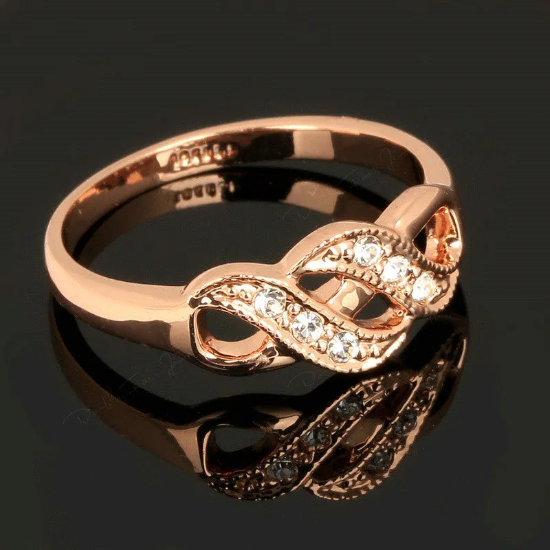 CZ Diamond Infinity Rings Rose Gold Plated Fashion Spacial Wedding/Engagement Ring Jewelry For Women Gift