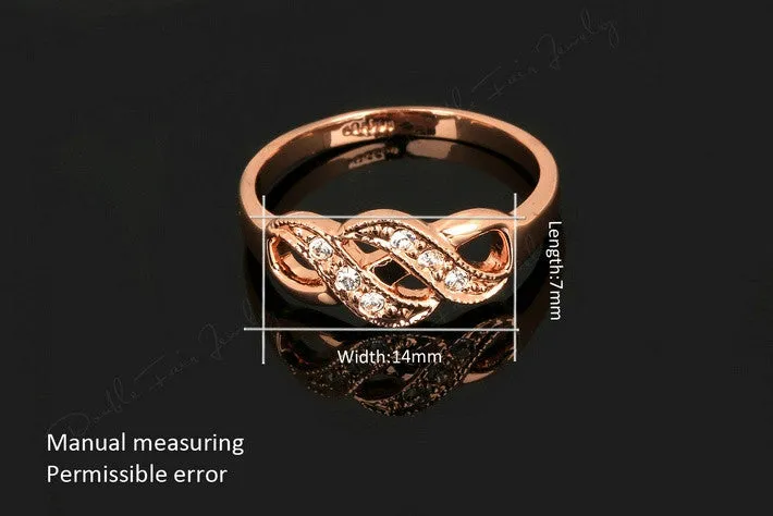 CZ Diamond Infinity Rings Rose Gold Plated Fashion Spacial Wedding/Engagement Ring Jewelry For Women Gift