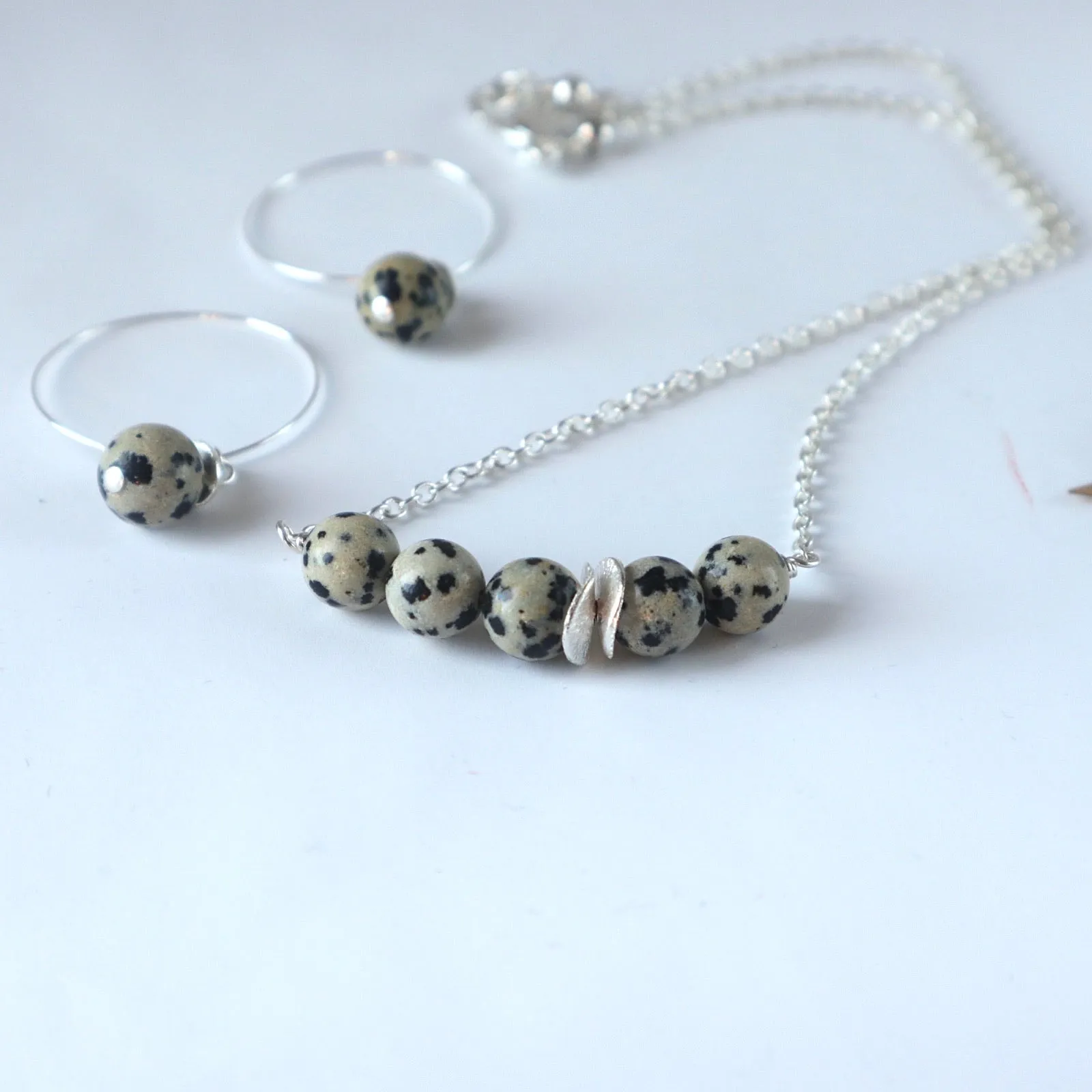 Dalmatian Jasper Silver Necklace