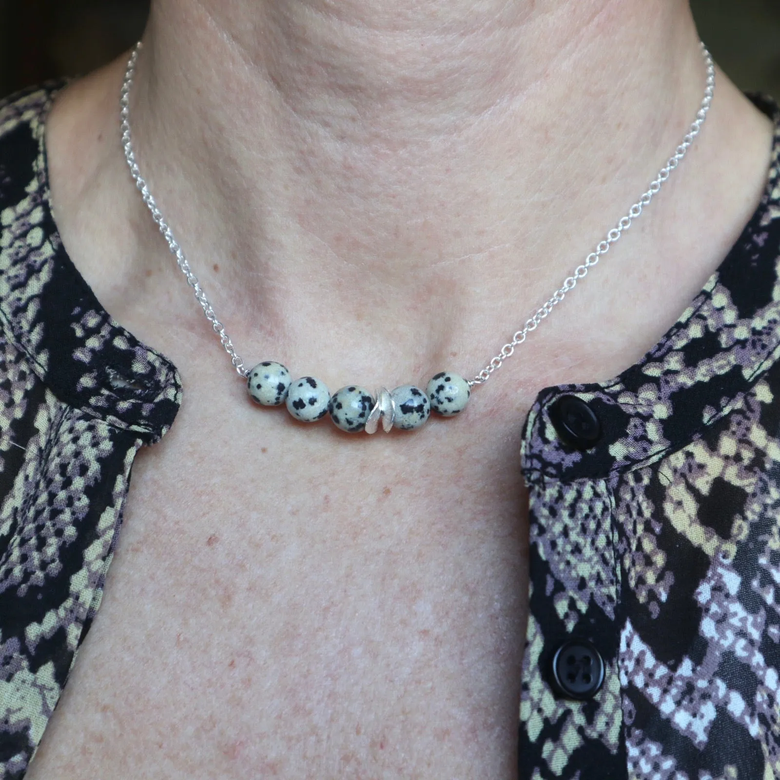 Dalmatian Jasper Silver Necklace