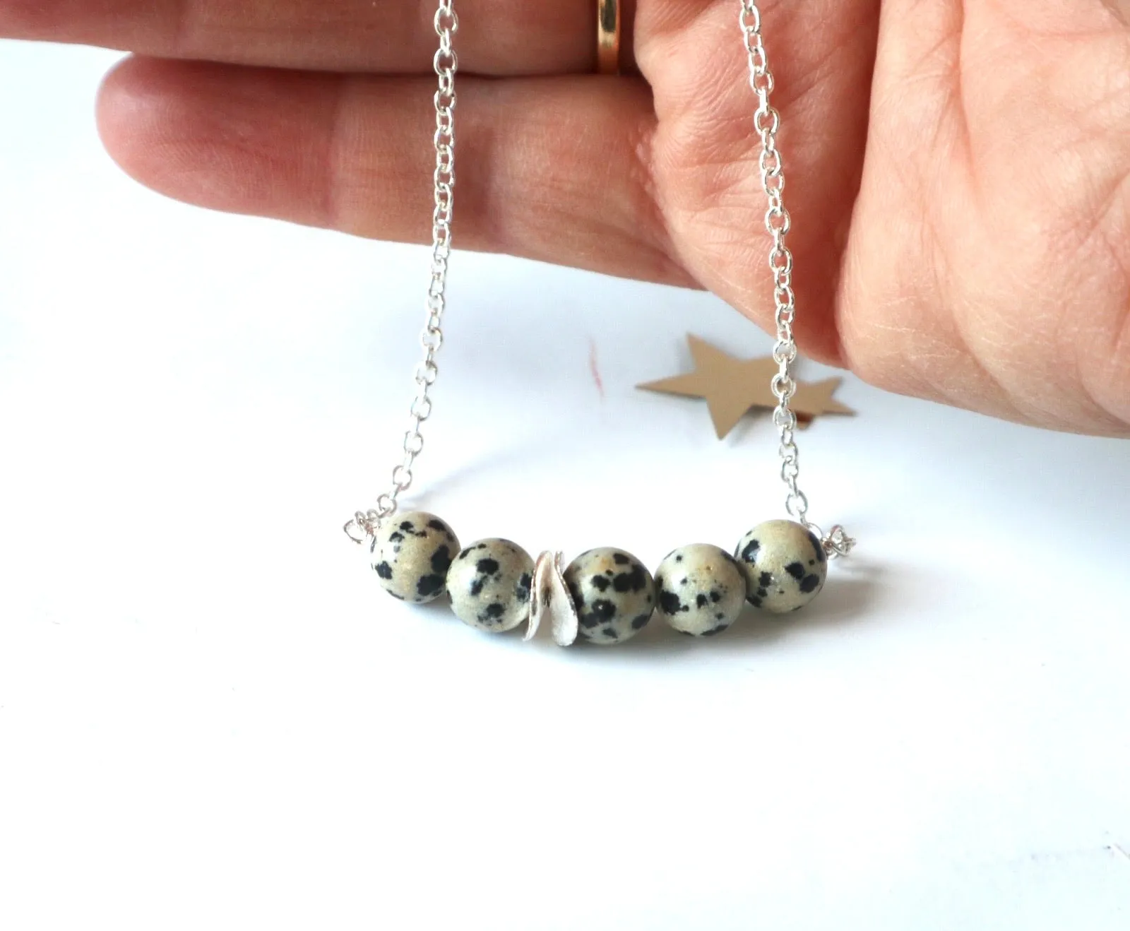 Dalmatian Jasper Silver Necklace