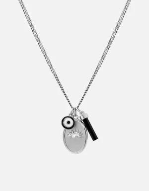 Dawn Trilogy Necklace, Sterling Silver/Black