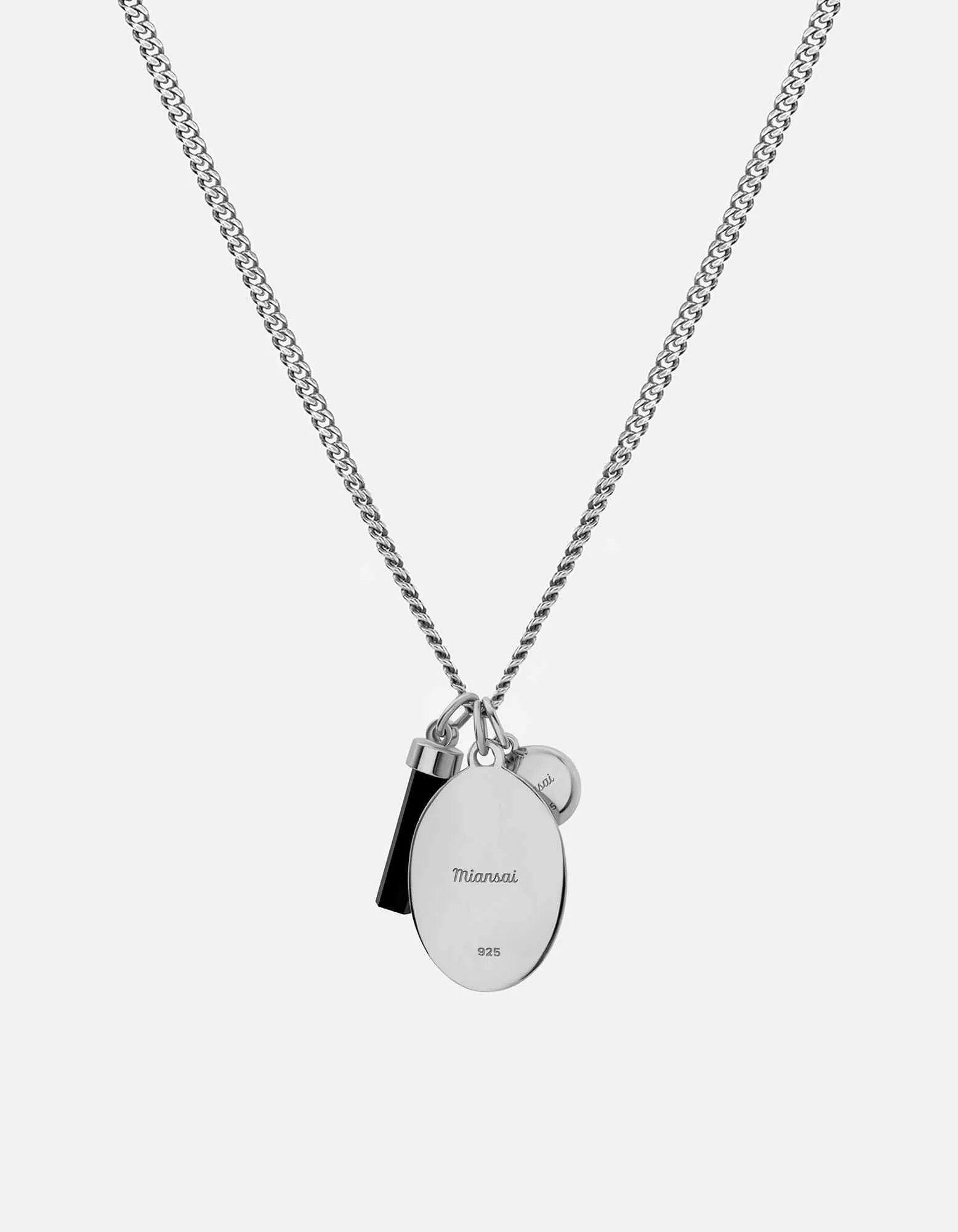 Dawn Trilogy Necklace, Sterling Silver/Black