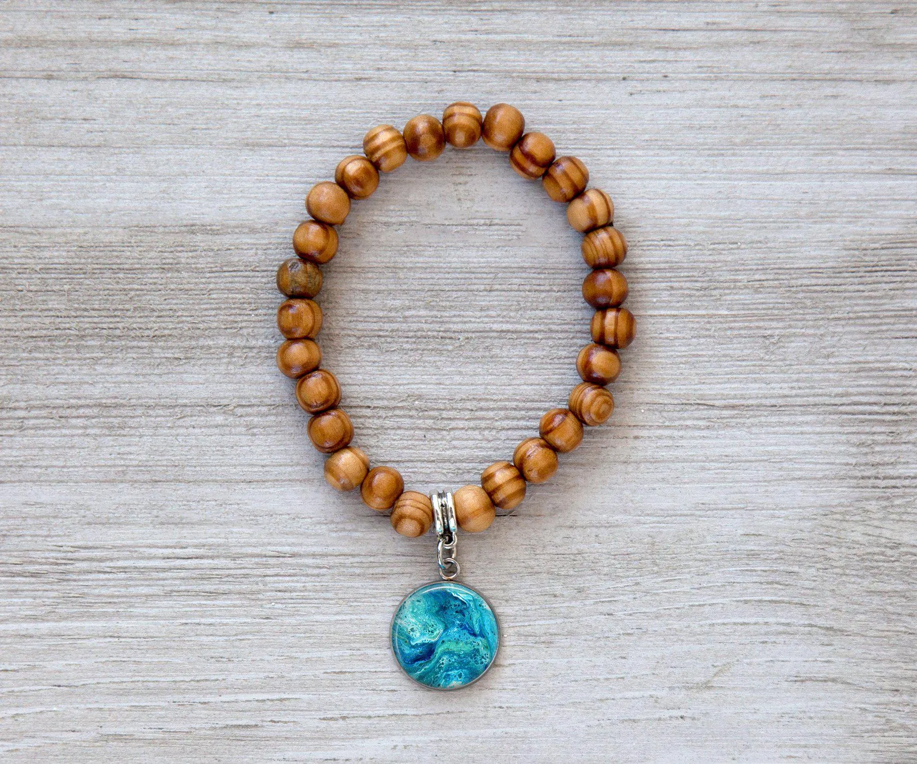 Deep Serenity Wooden Beaded Bracelet | Handmade Beach Jewelry