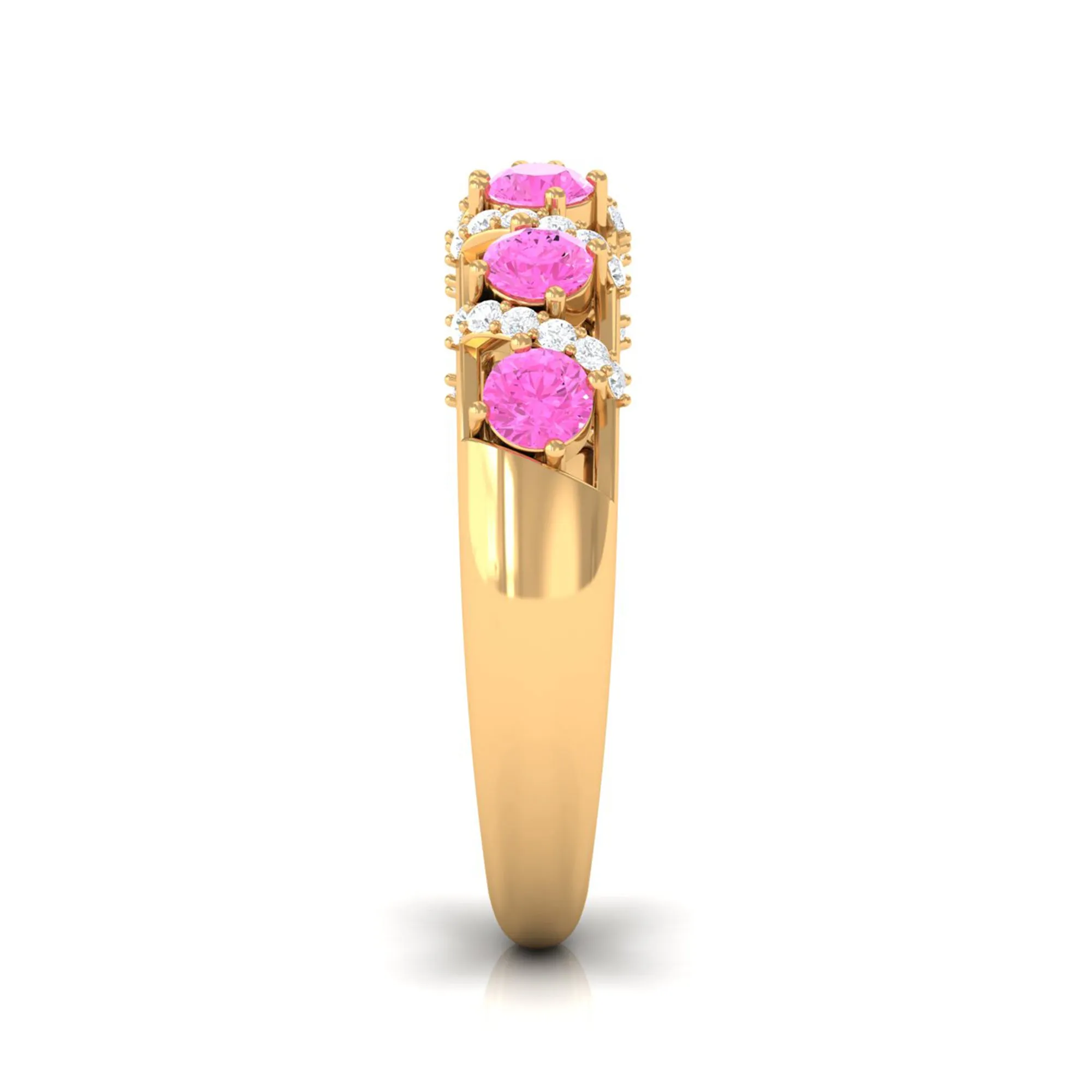 Designer Anniversary Ring with Pink Sapphire and Diamond