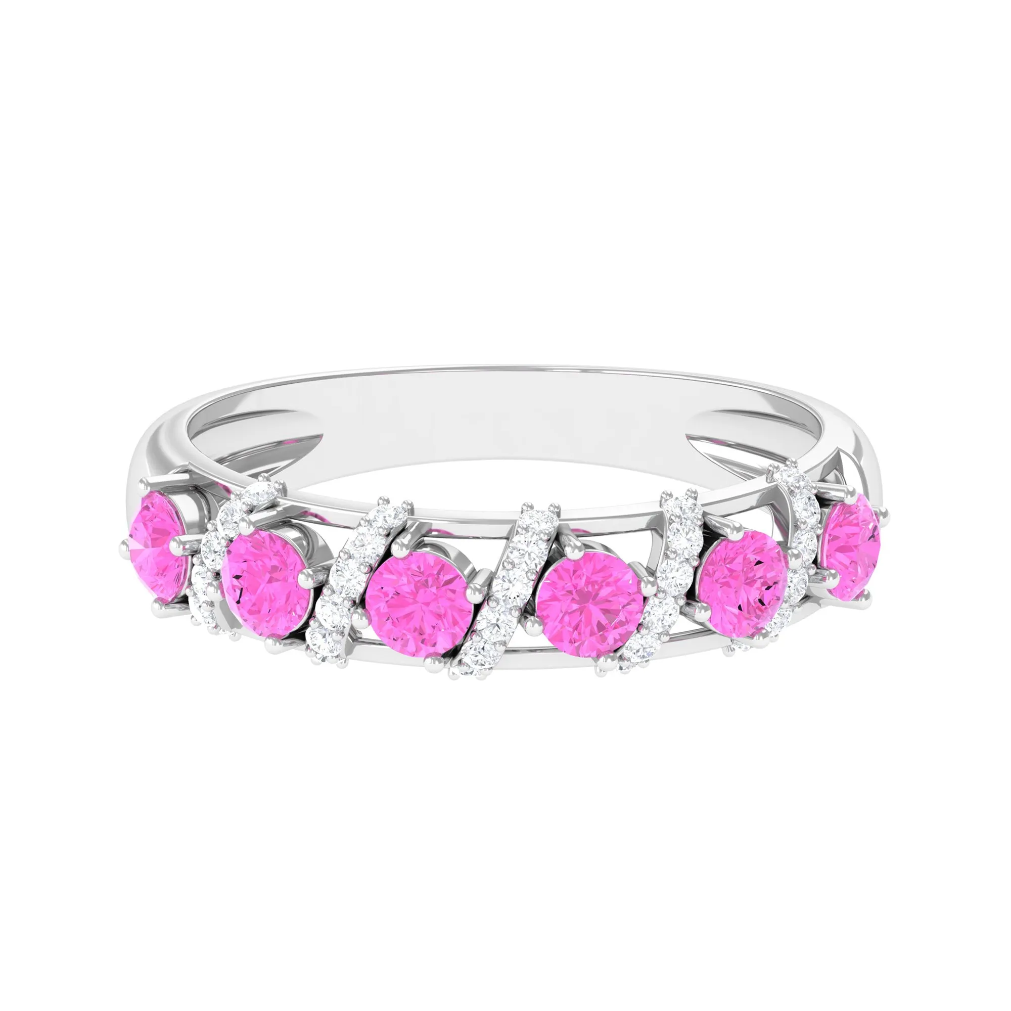 Designer Anniversary Ring with Pink Sapphire and Diamond