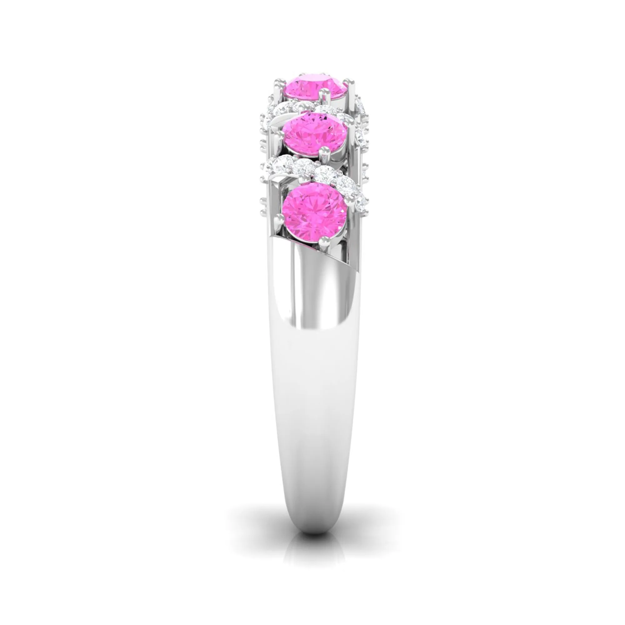 Designer Anniversary Ring with Pink Sapphire and Diamond