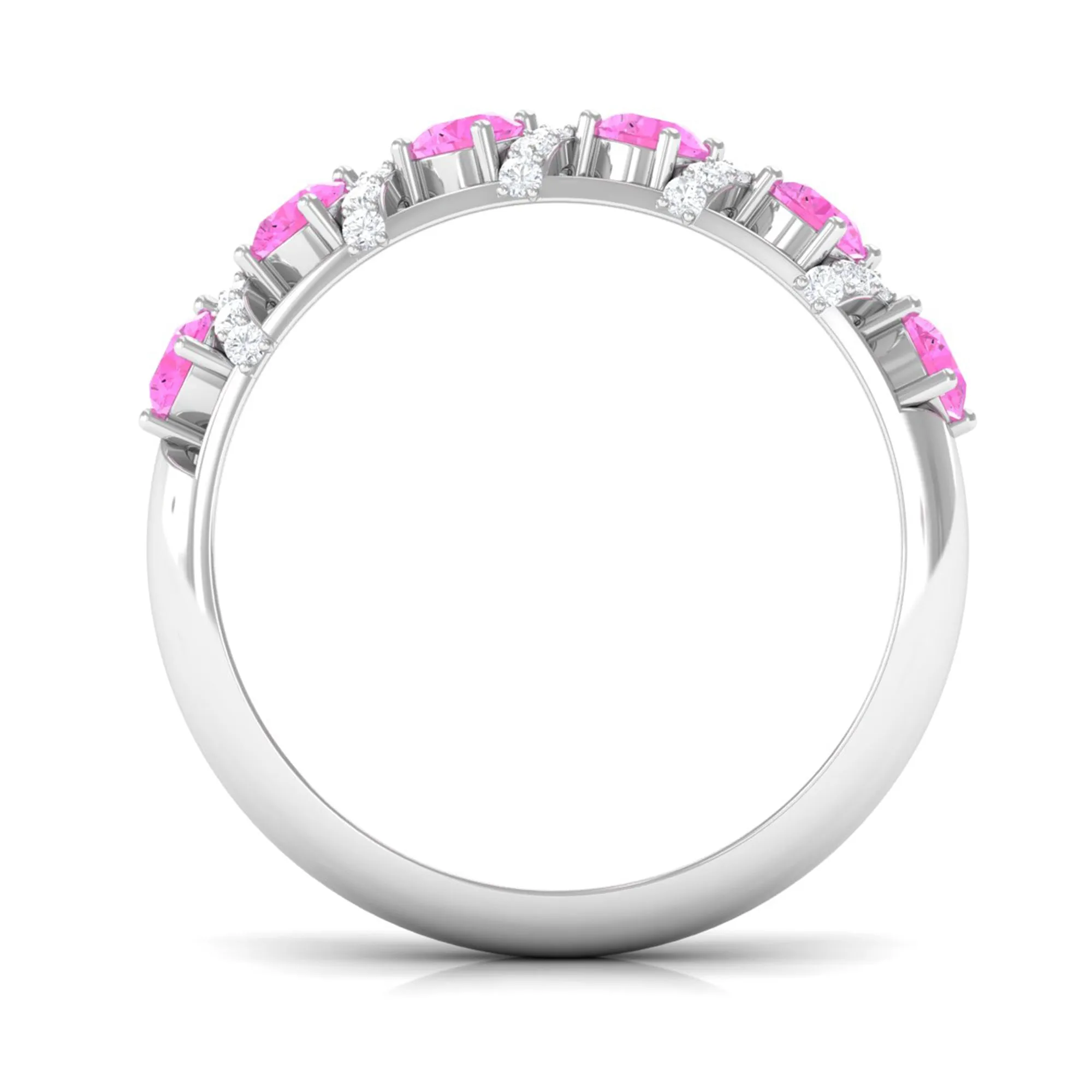 Designer Anniversary Ring with Pink Sapphire and Diamond