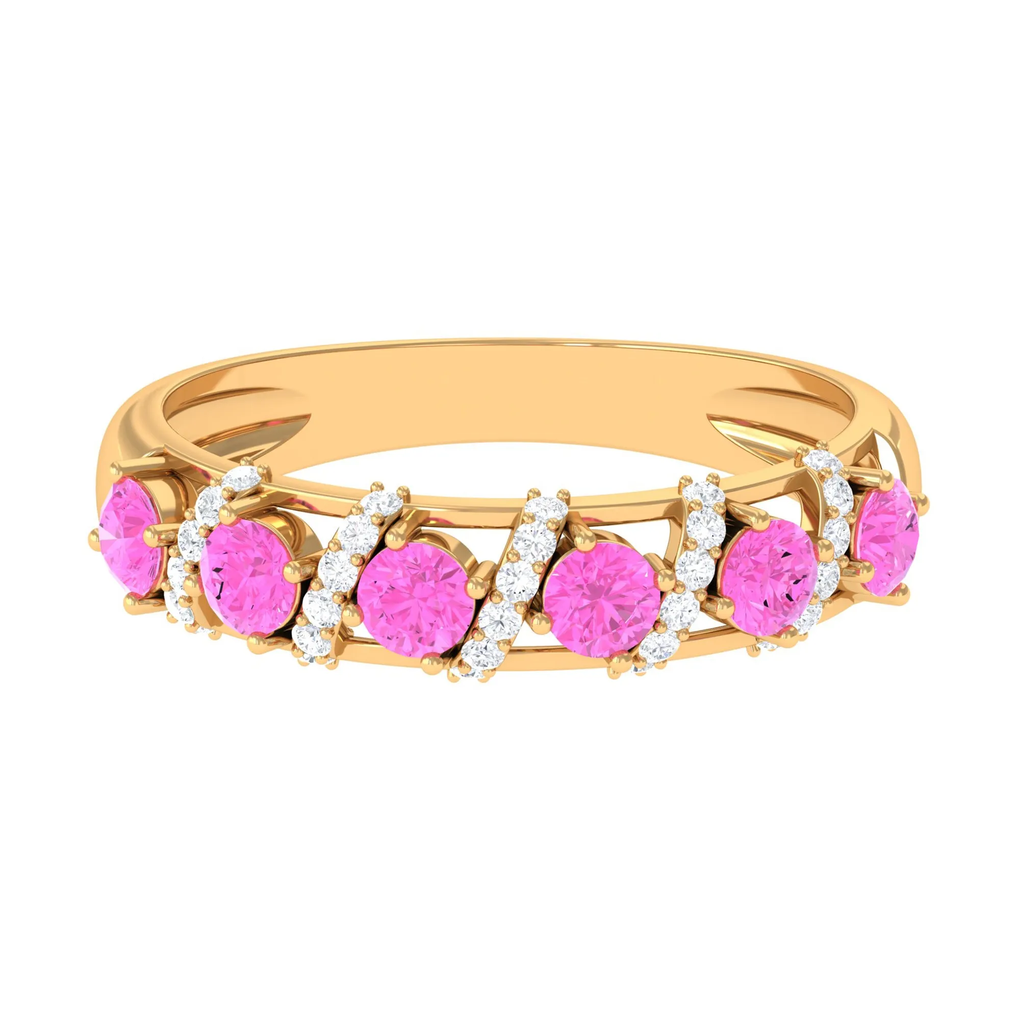 Designer Anniversary Ring with Pink Sapphire and Diamond