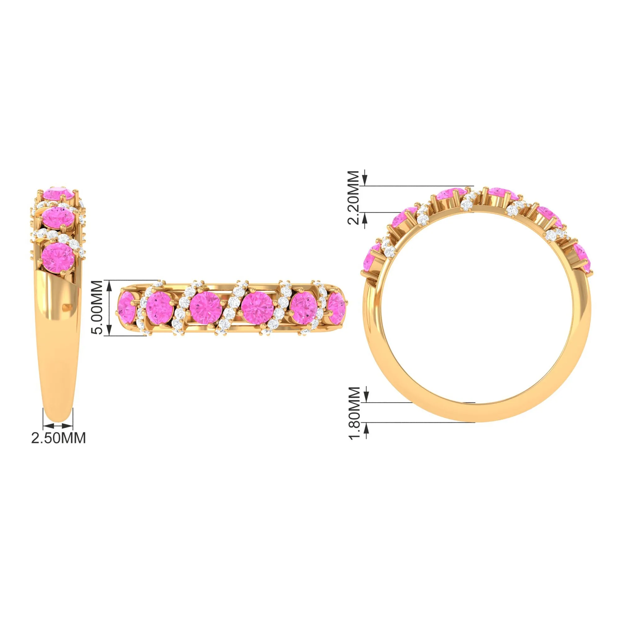 Designer Anniversary Ring with Pink Sapphire and Diamond