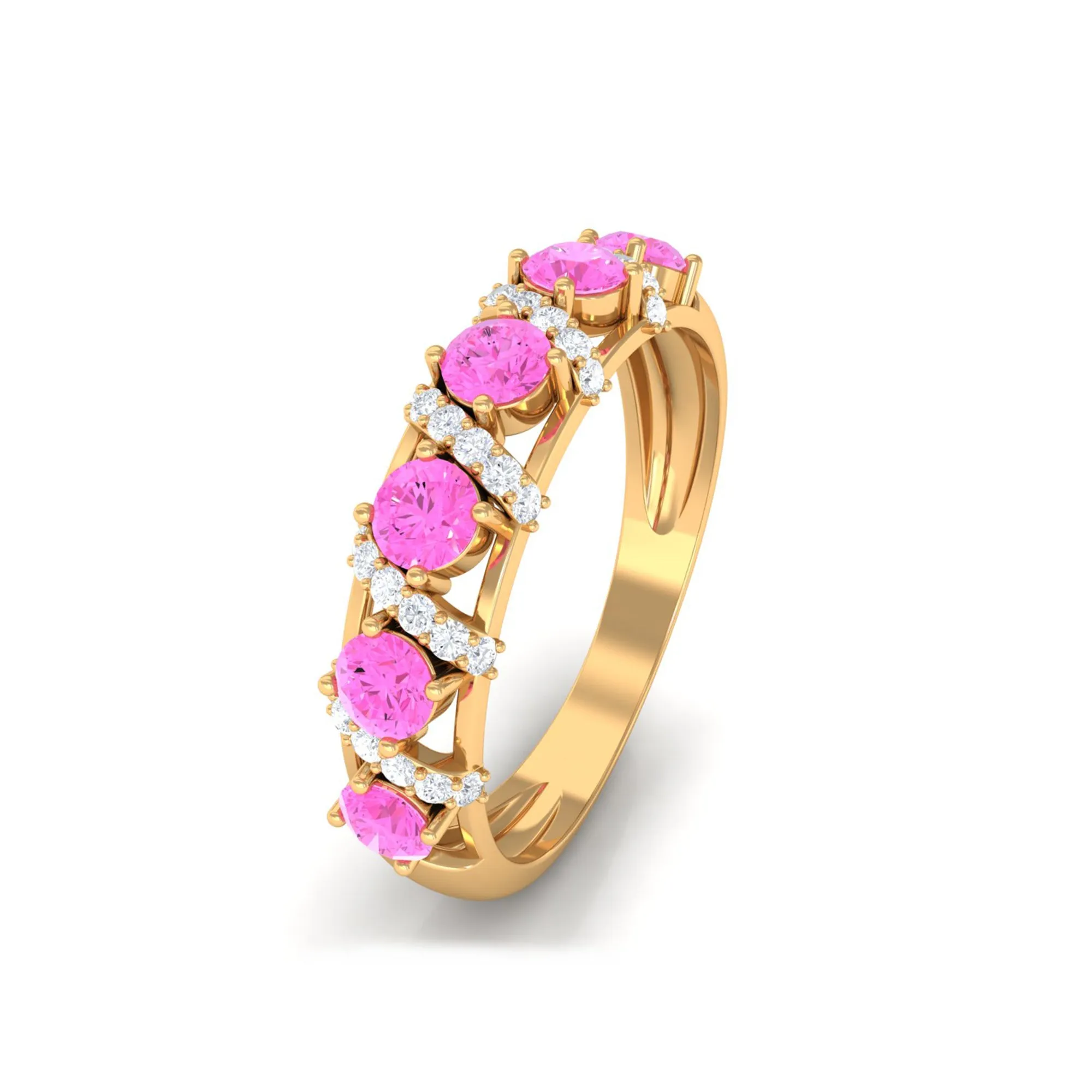 Designer Anniversary Ring with Pink Sapphire and Diamond