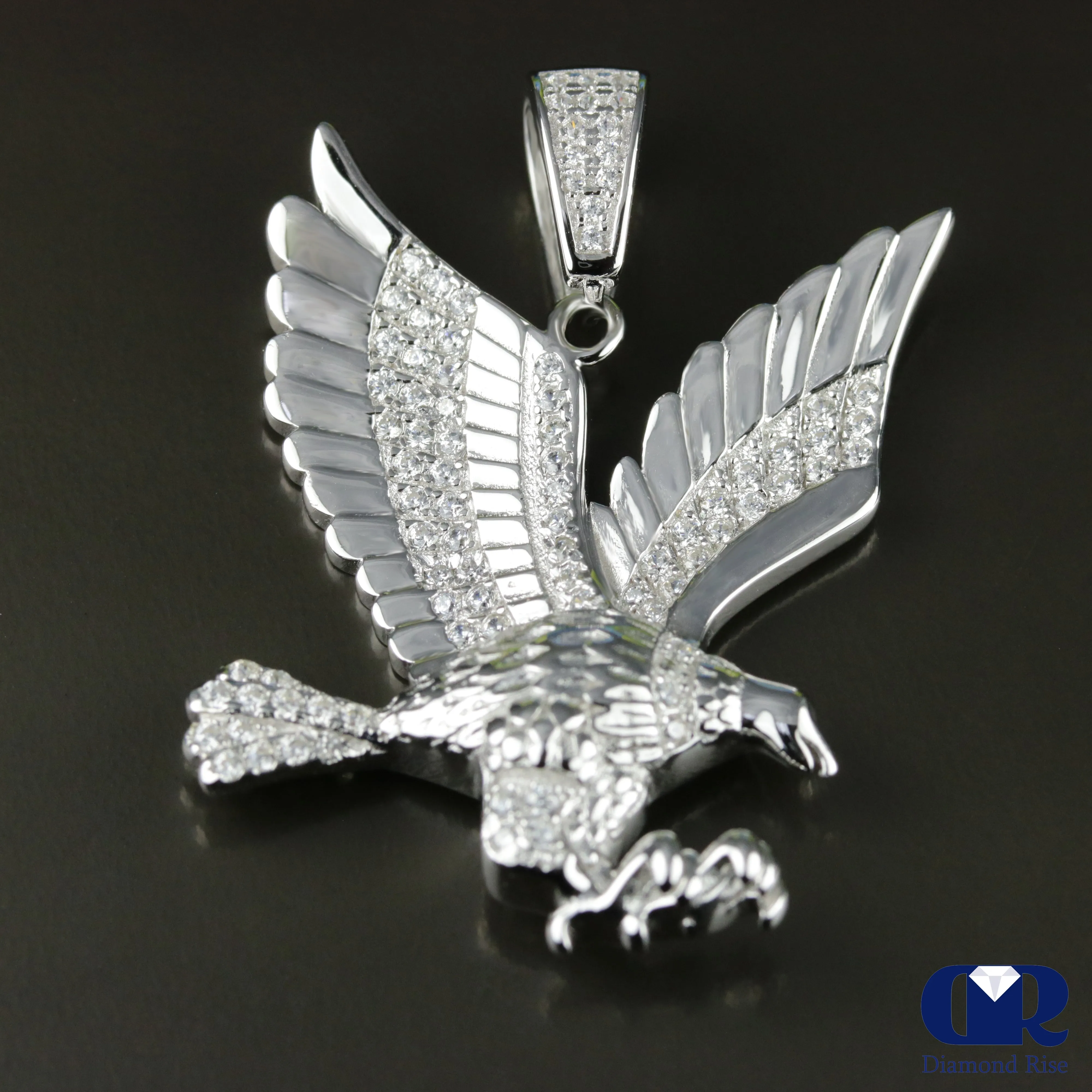 Diamond Eagle Pendant In 10K White Gold