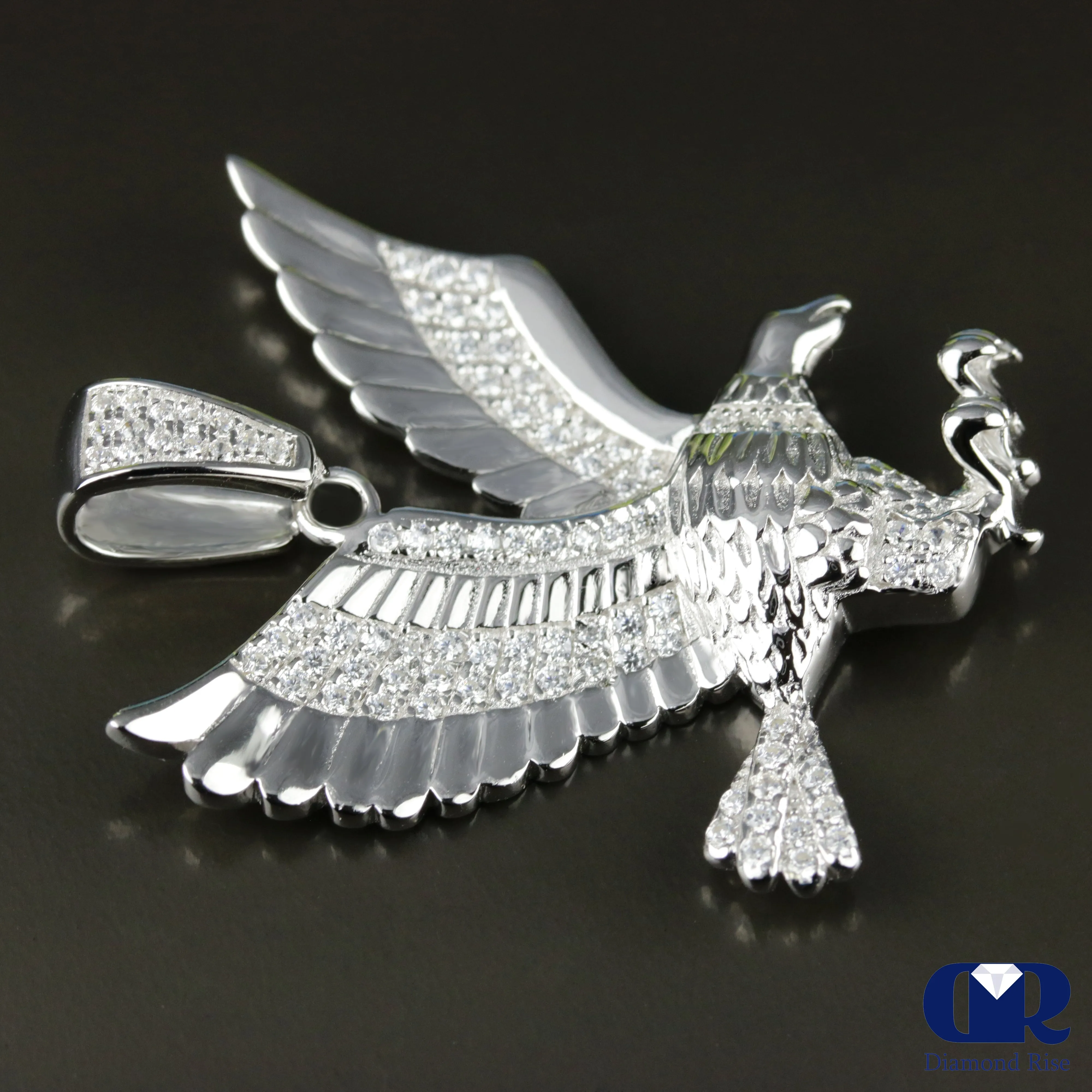 Diamond Eagle Pendant In 10K White Gold