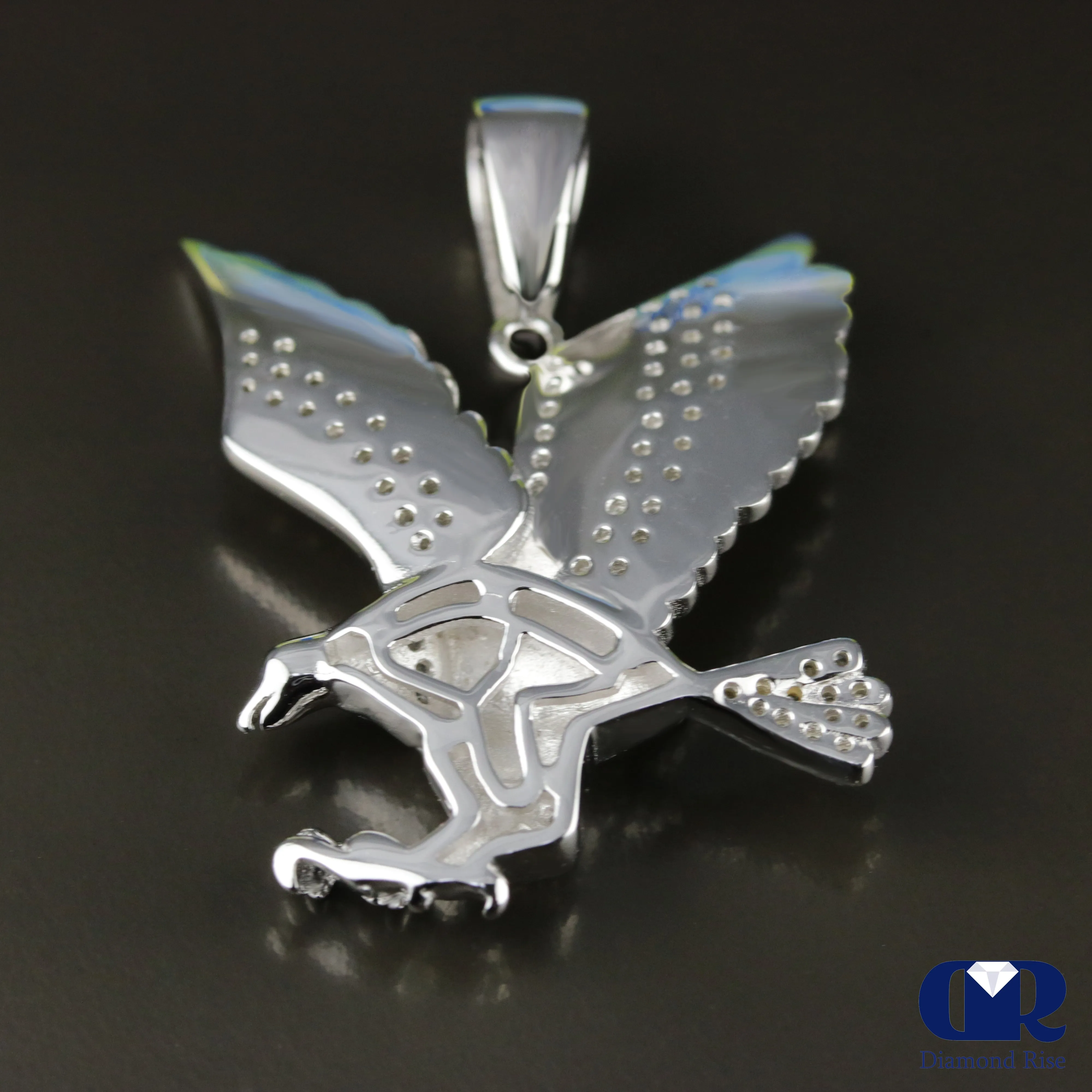 Diamond Eagle Pendant In 10K White Gold