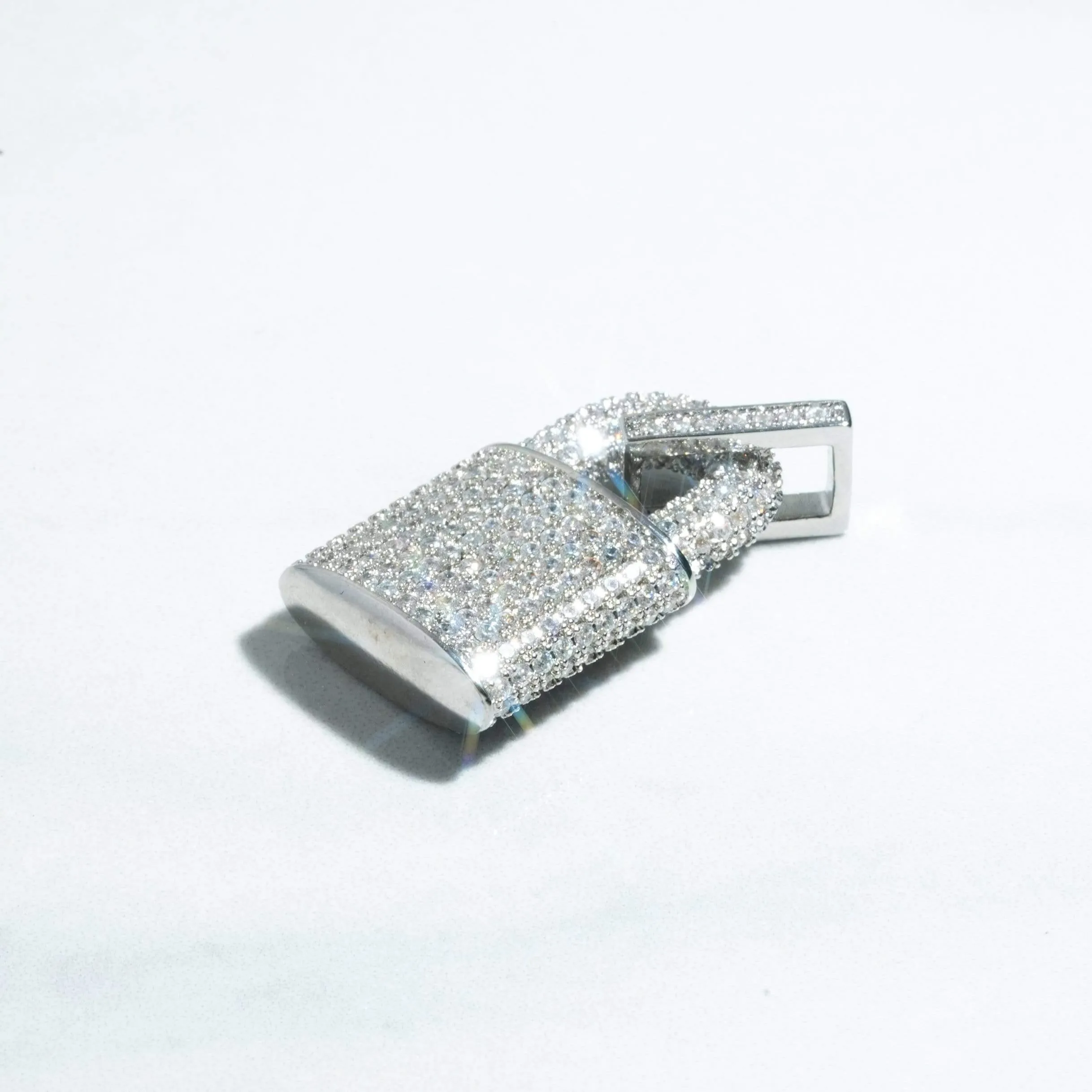 Diamond Lock Pendant - White Gold