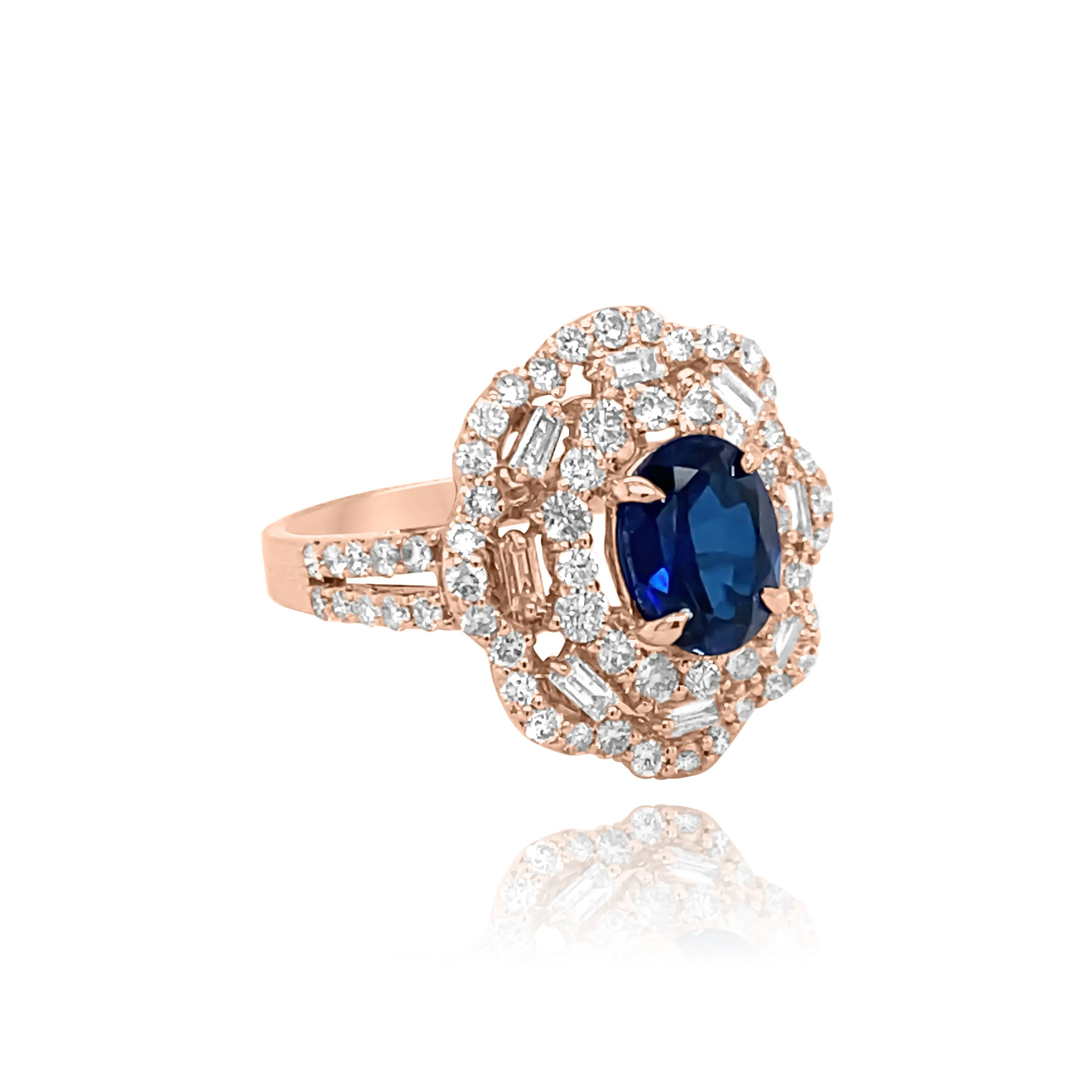 DIAMONDS & SAPPHIRE "RHODES" RING.