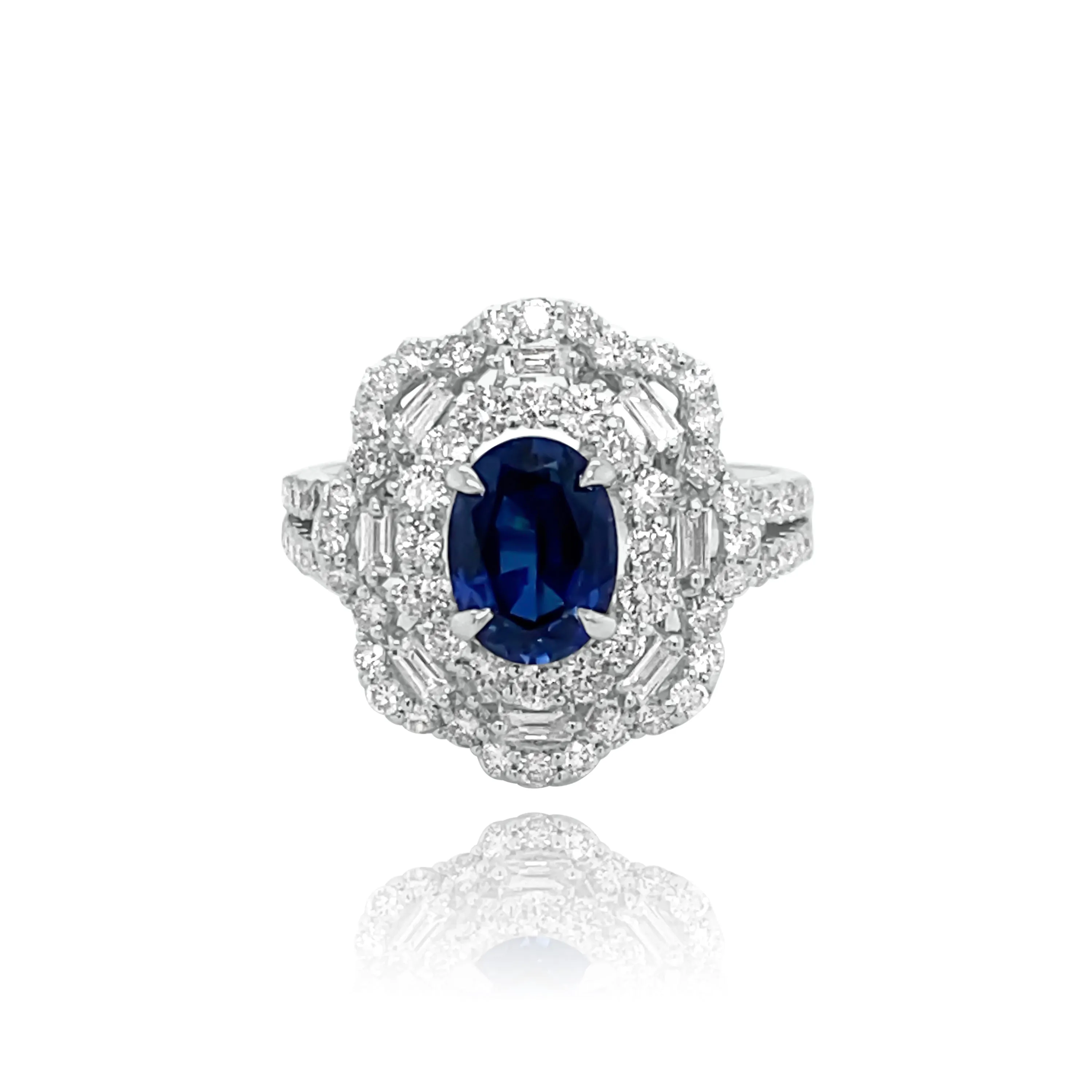 DIAMONDS & SAPPHIRE "RHODES" RING.