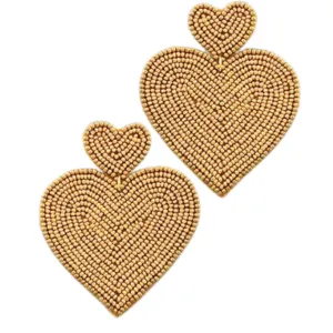 Double Heart Beaded Earrings