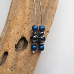 Drop Earrings - Hematite and Silver