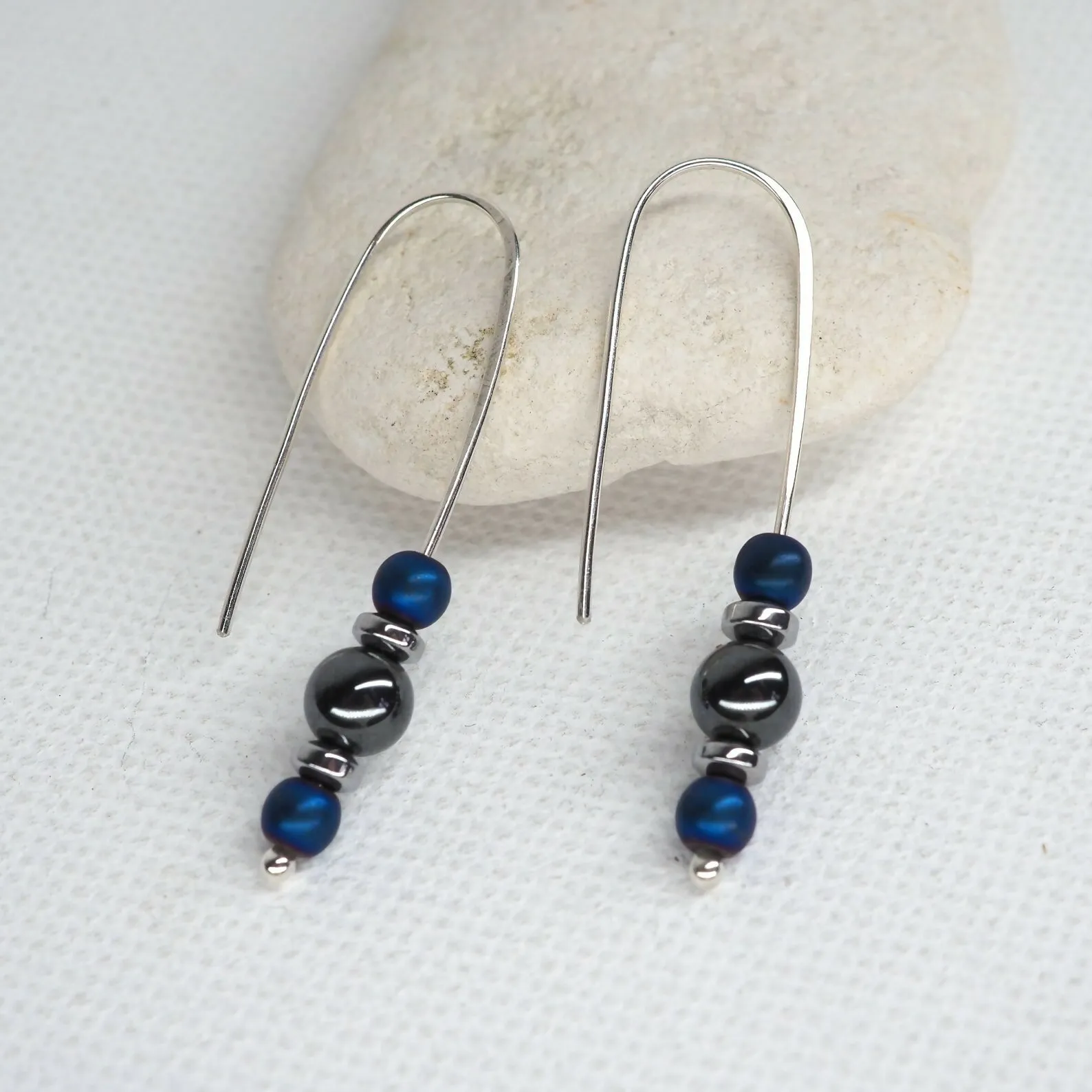 Drop Earrings - Hematite and Silver