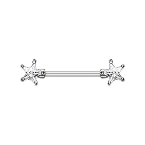 Duo Star Gem Nipple Barbell Ring