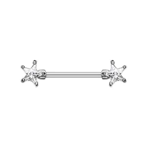 Duo Star Gem Nipple Barbell Ring