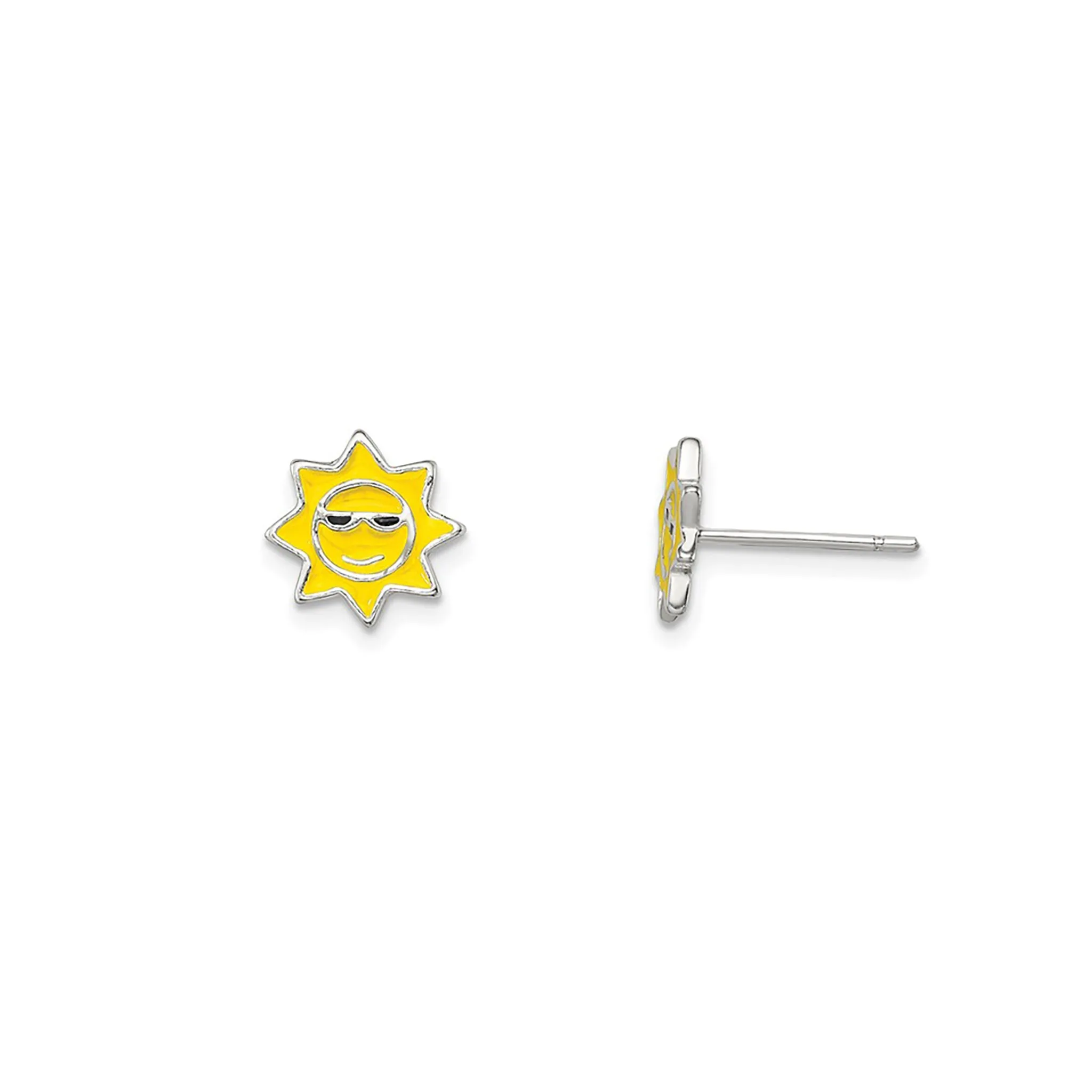 Enamel Sunshine Stud Earrings (Silver)