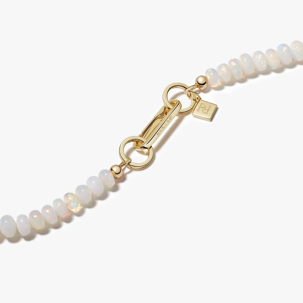 ETHIOPIAN OPAL CANDY BEAD NECKLACE (4.5MM-10MM BEADS) (WHITE)