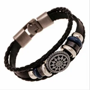 Fashion Jewelry Punk Vintage Braided Bracelets Bangles Men Women Handmade Leather Charm Bracelet