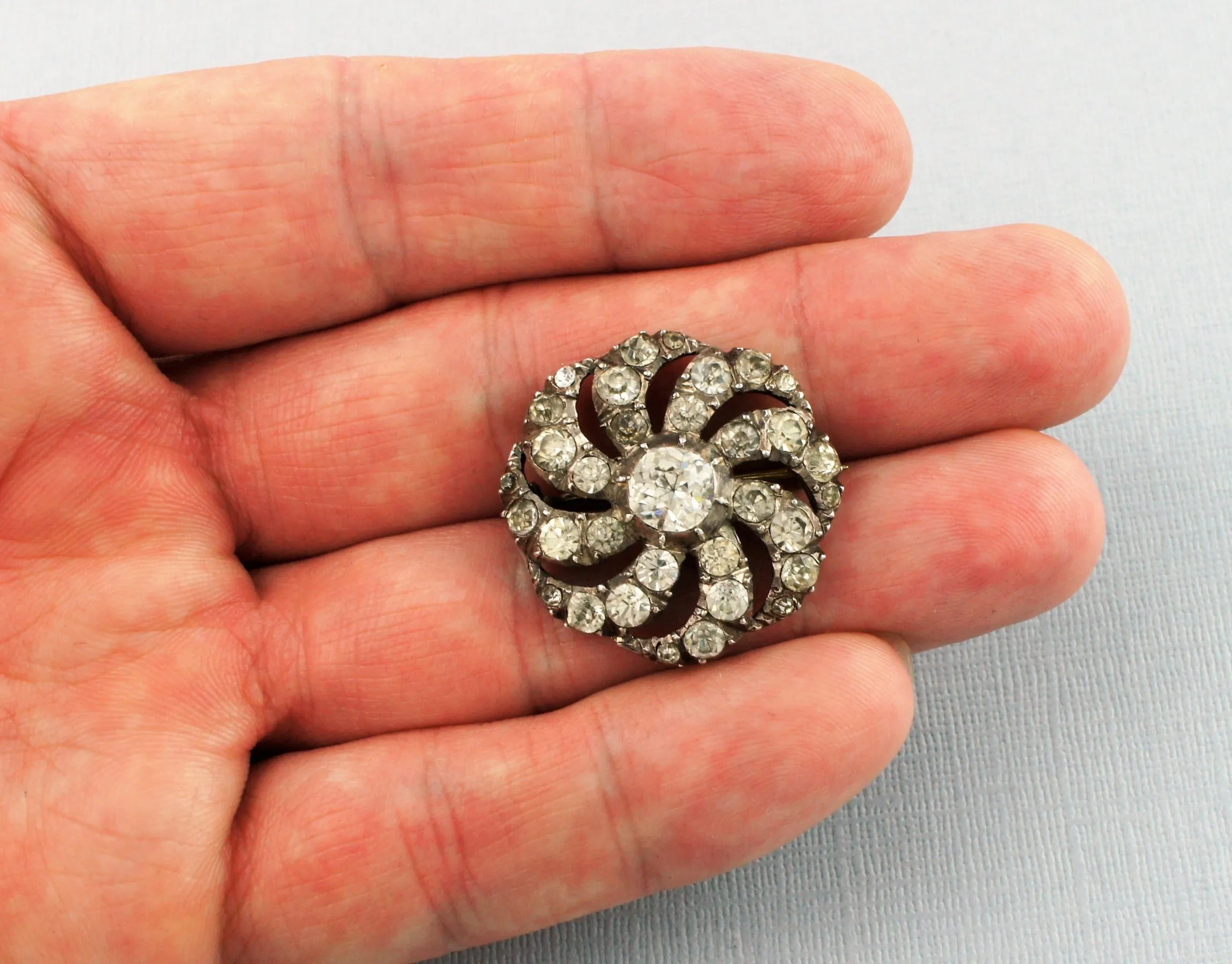 Fine Antique Edwardian Silver Paste Brooch - Pin / Austro - Hungarian