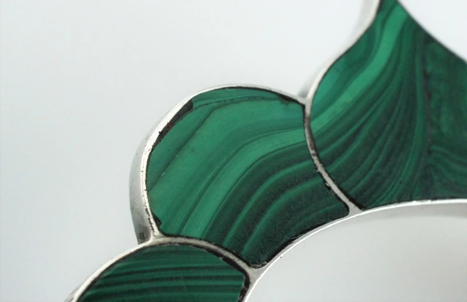 Fine Antique Victorian Silver Scottish Malachite Agate Brooch / Pin