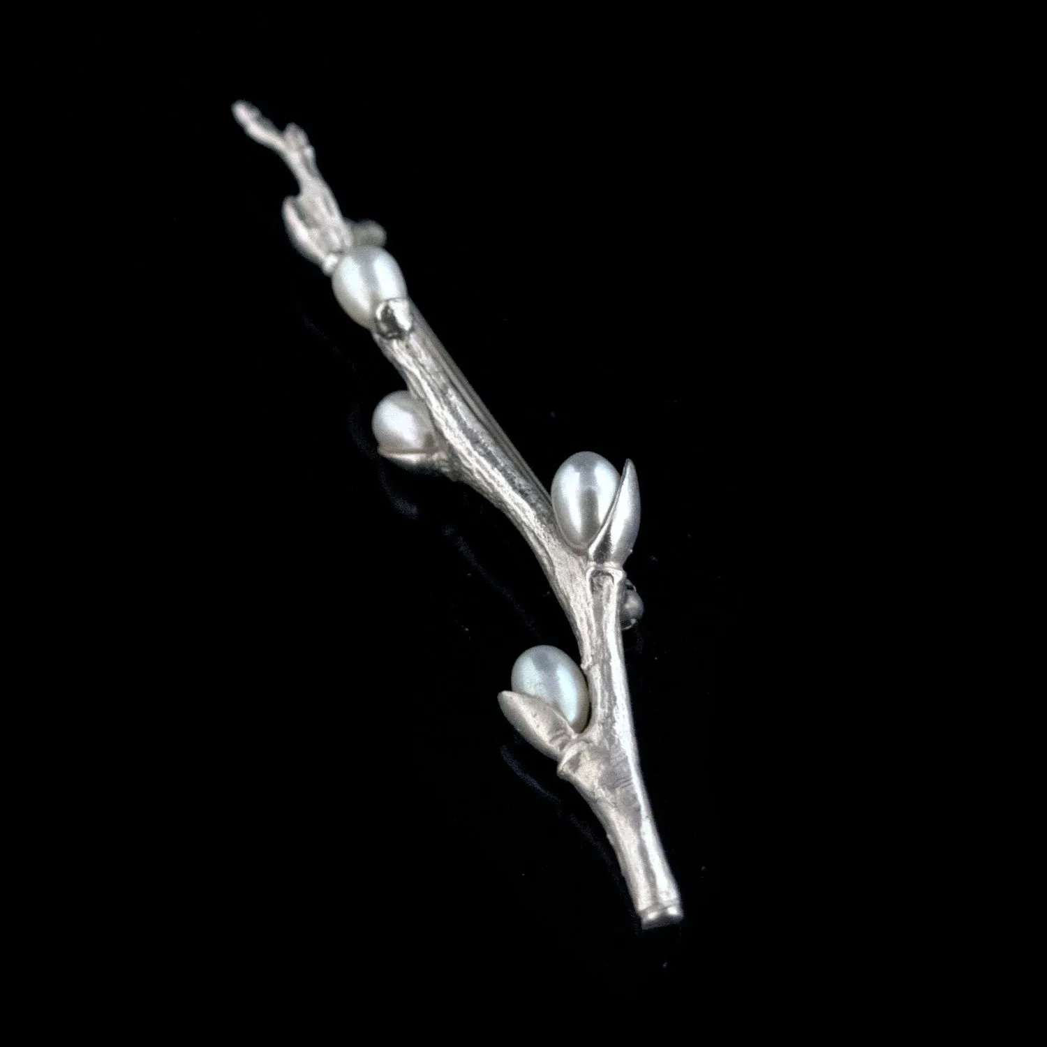 Fine Pussy Willow Silver Brooch