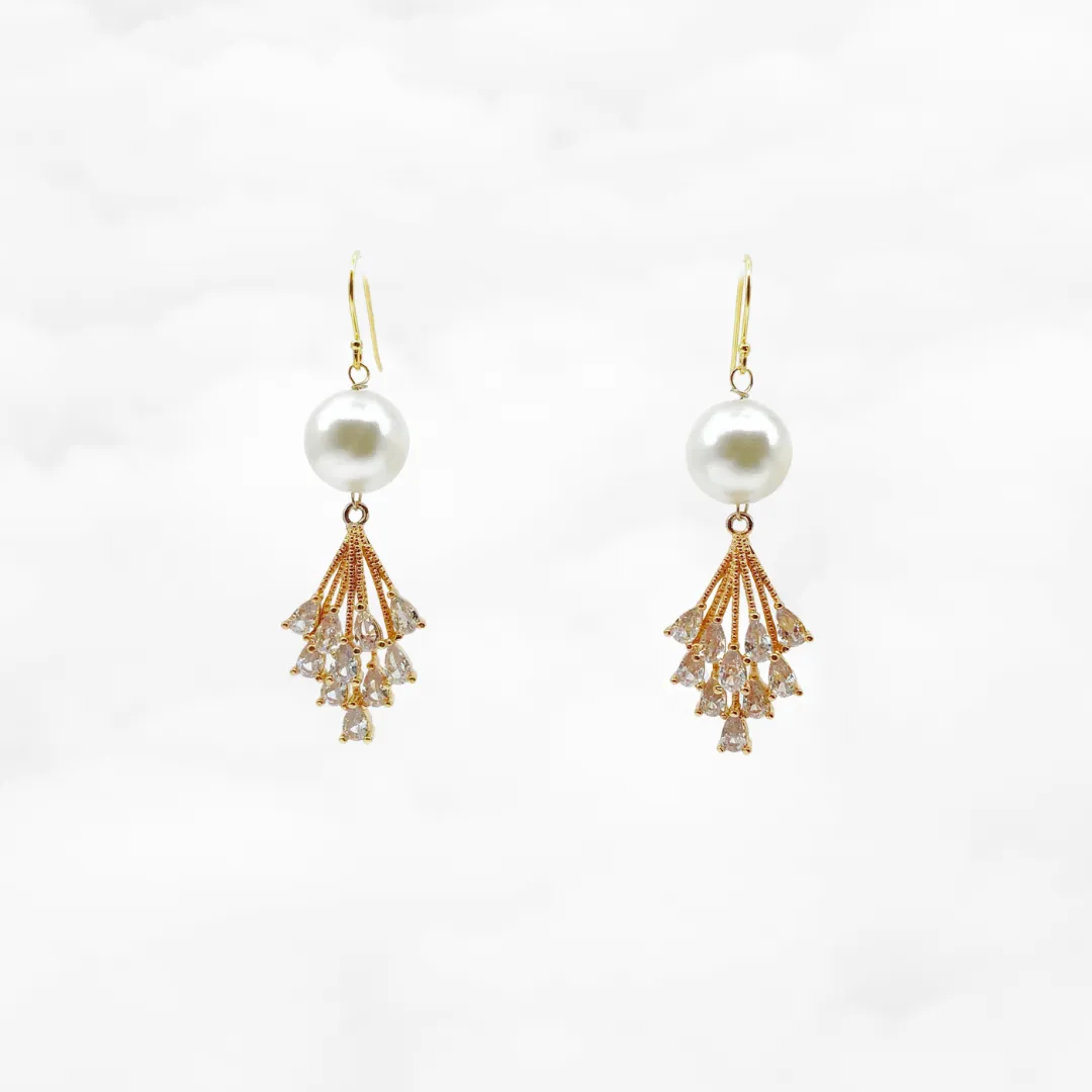 Firework Zircon and Pearl Earrings