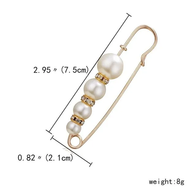 Fixed Straps Anti Slip Pin Jewelry Simple Enamel Big Pearl Brooch Women Charm Accessories Cardigan Anti Wearing Pins Enamel Pin