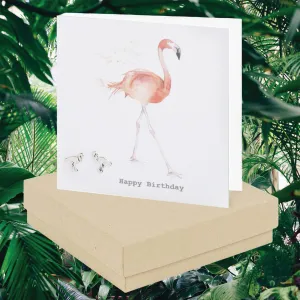 Flamingo Sterling Silver Stud Earrings in a Stylish Boxed Card - Perfect Gift for Her