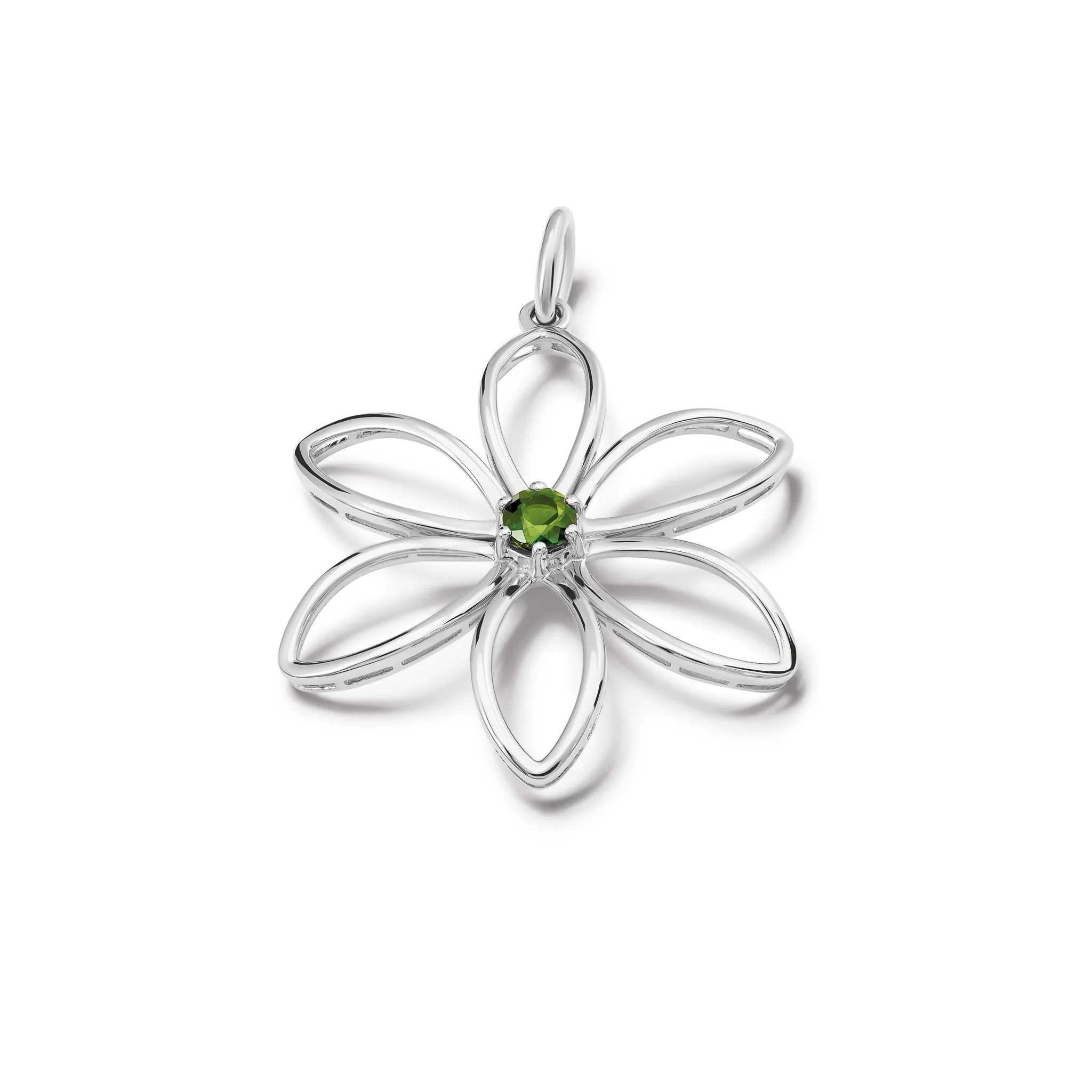 Fleur de Lys Large Necklace Pendant Silver - Chrome Diopside