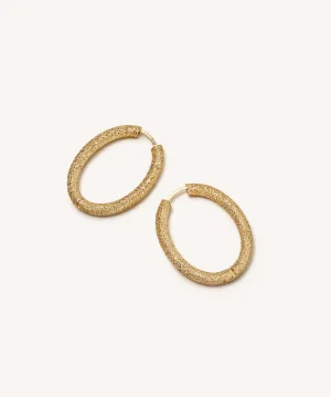 Florentine Finish Small Oval Hoop Earrings