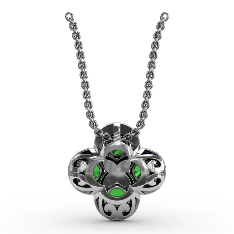 Flower Emerald and Diamond Pendant