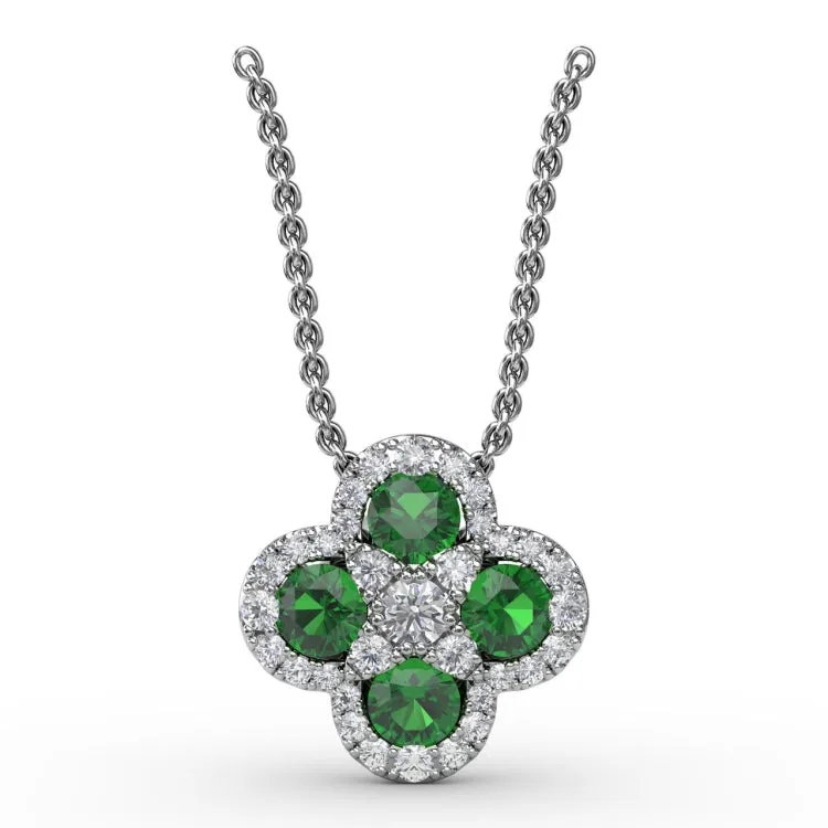 Flower Emerald and Diamond Pendant