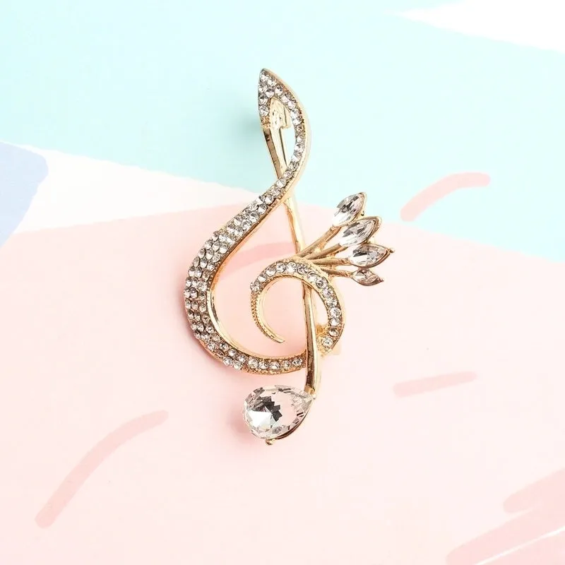 Formal Romantic Notes Alloy Inlay Rhinestones Unisex Brooches