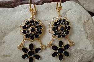 Gold Black Earrings