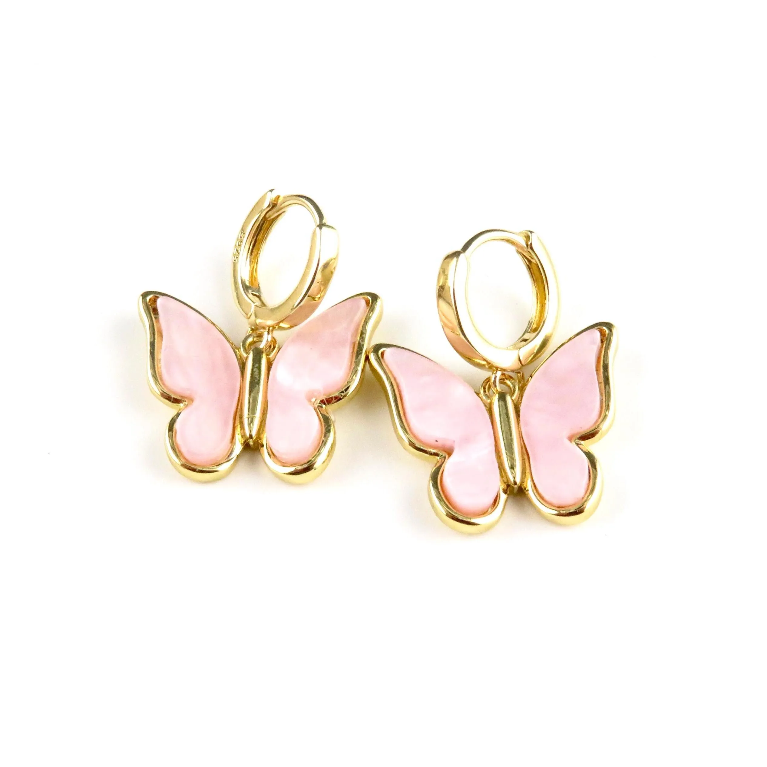 Gold Butterfly Hoop Earrings