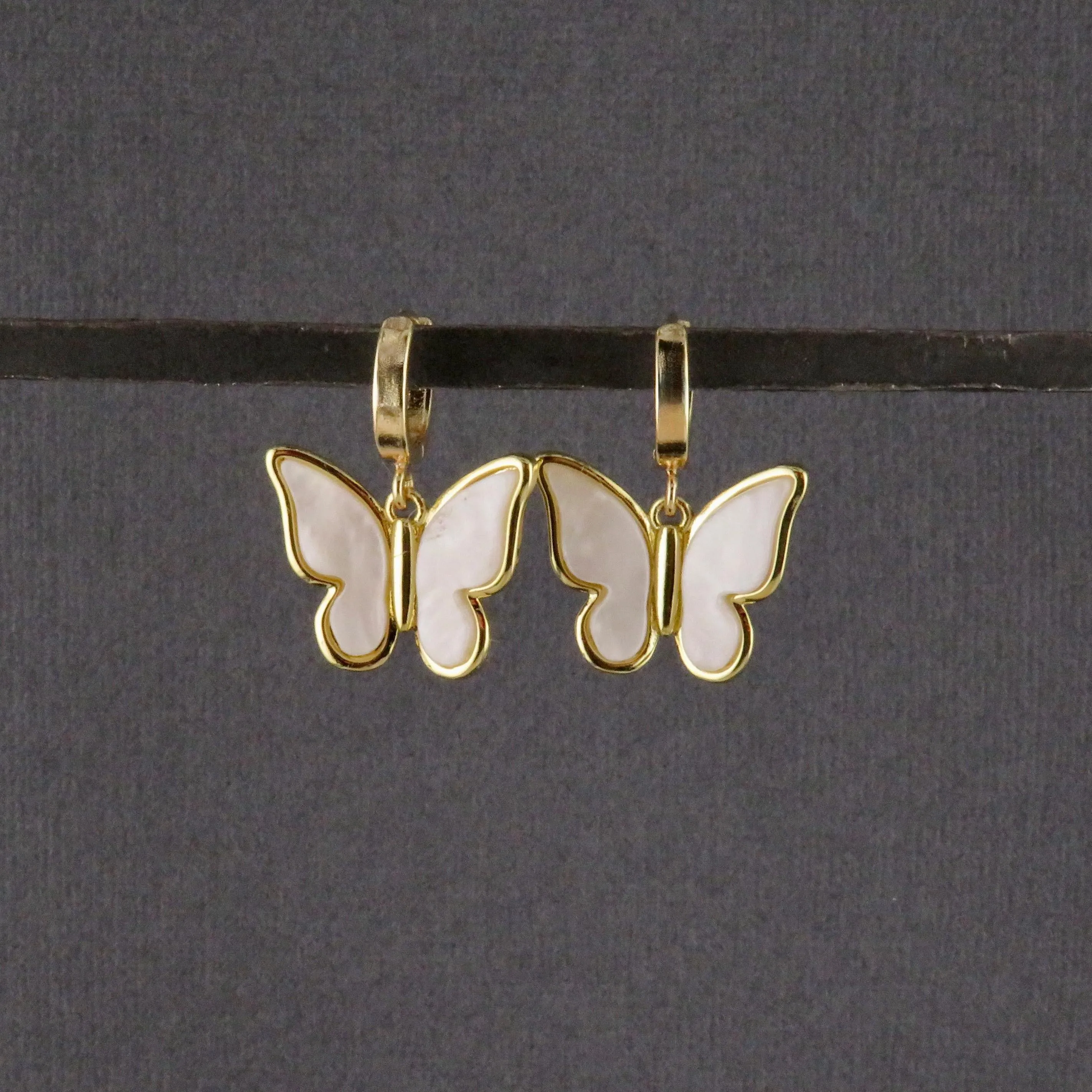 Gold Butterfly Hoop Earrings