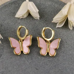 Gold Butterfly Hoop Earrings