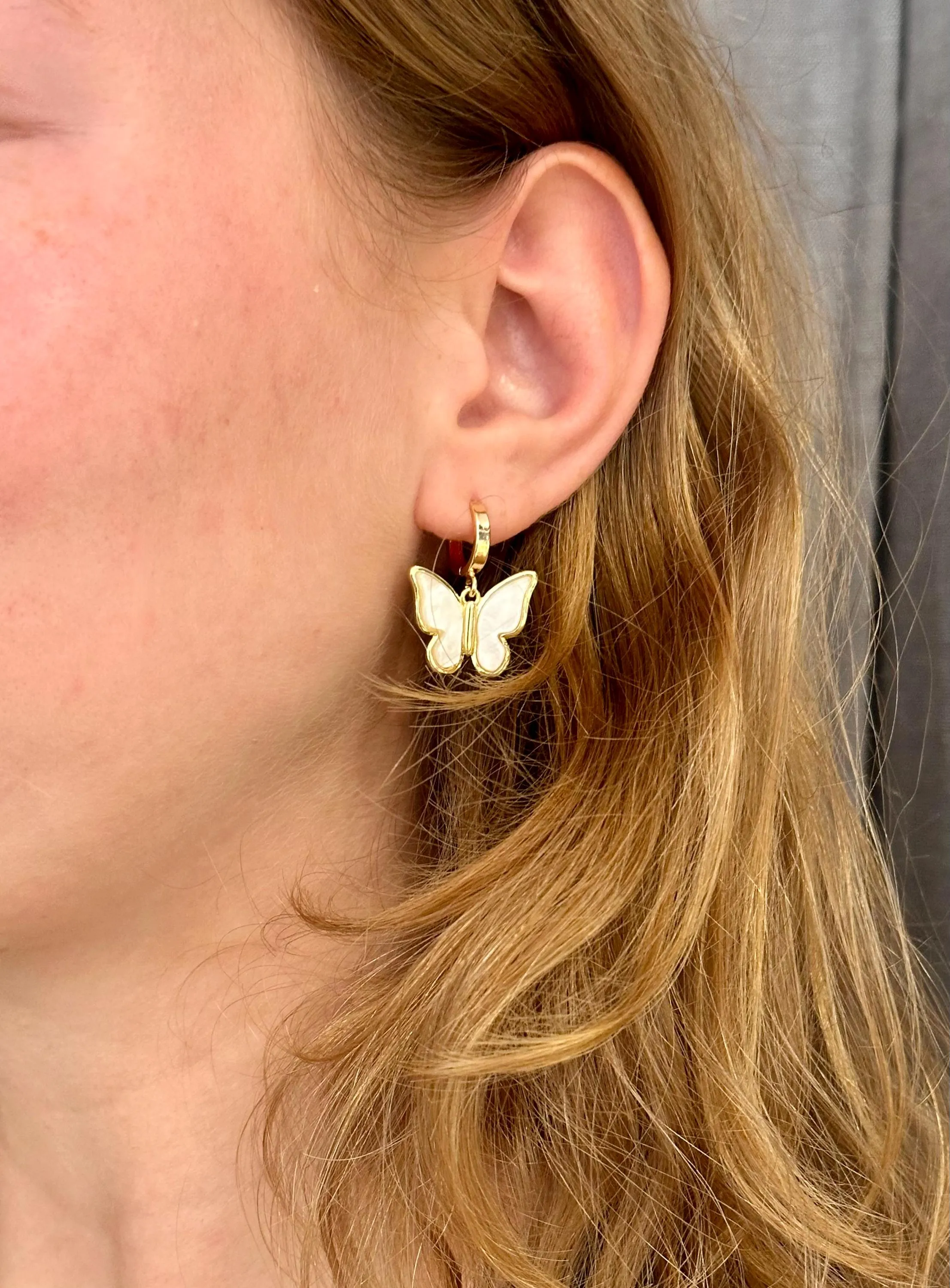 Gold Butterfly Hoop Earrings