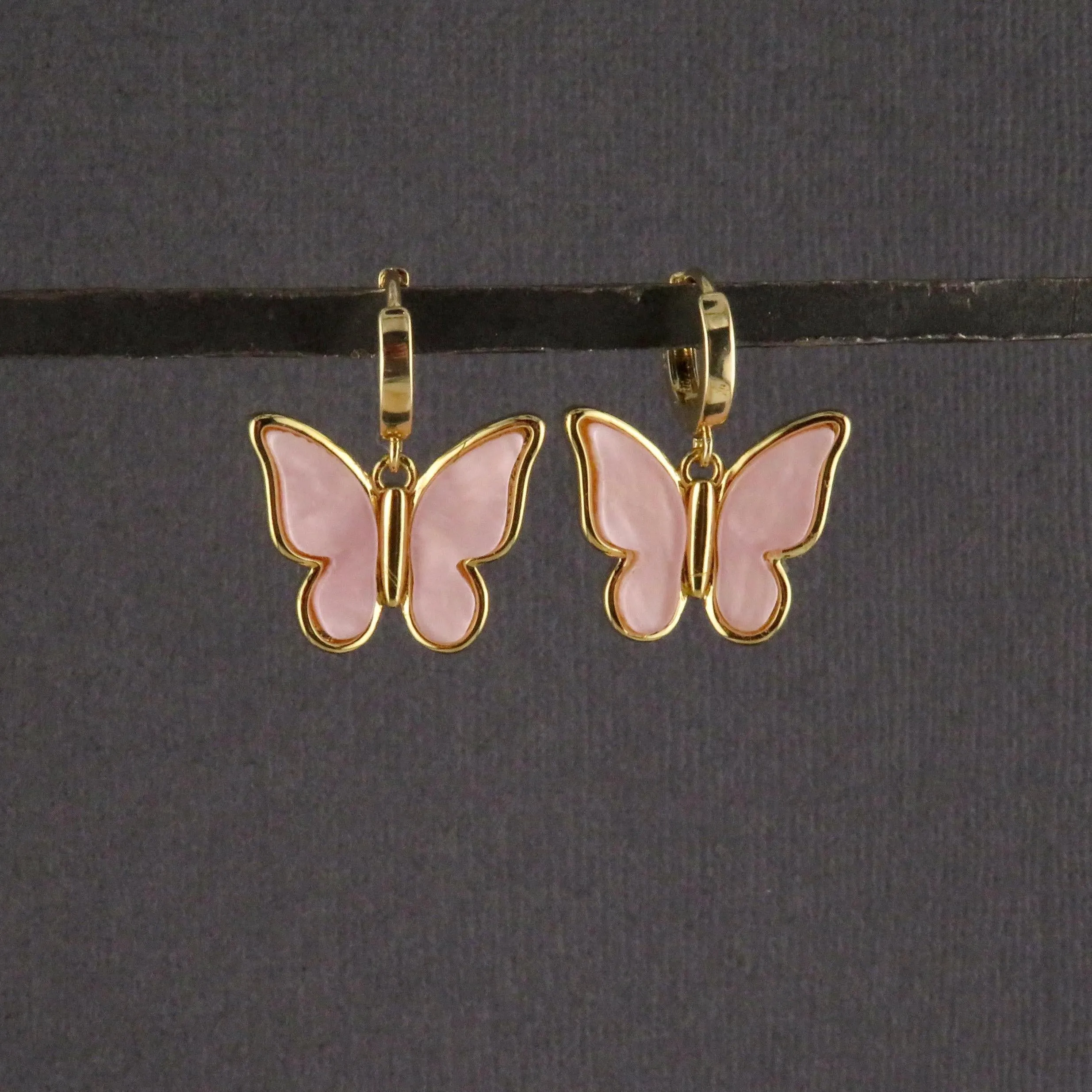 Gold Butterfly Hoop Earrings