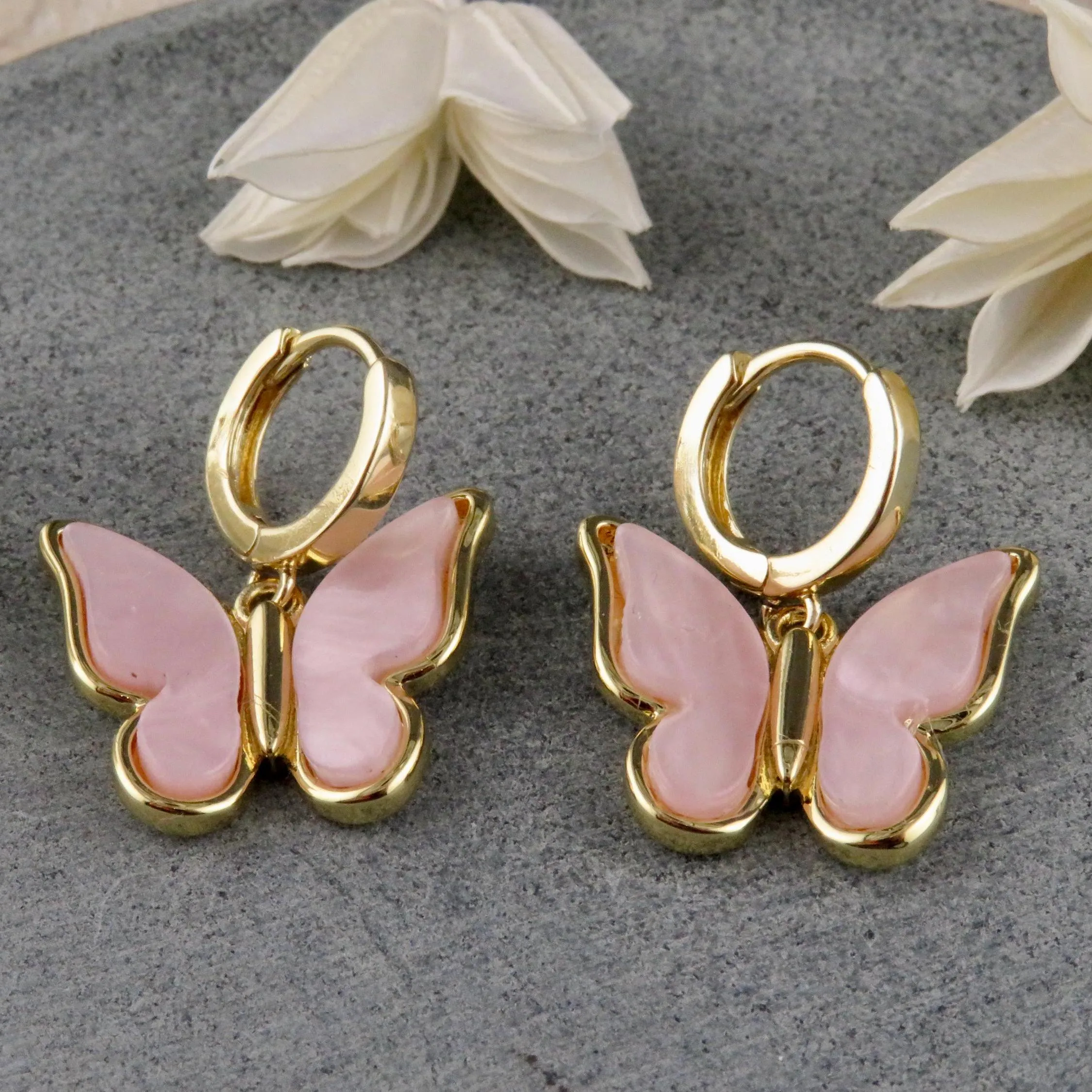 Gold Butterfly Hoop Earrings