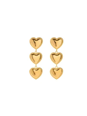 Gold Heart Earrings, 18K Gold Plated Luxury Fashion Earrings