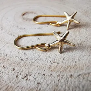 Gold Starfish Ear Wire Earrings